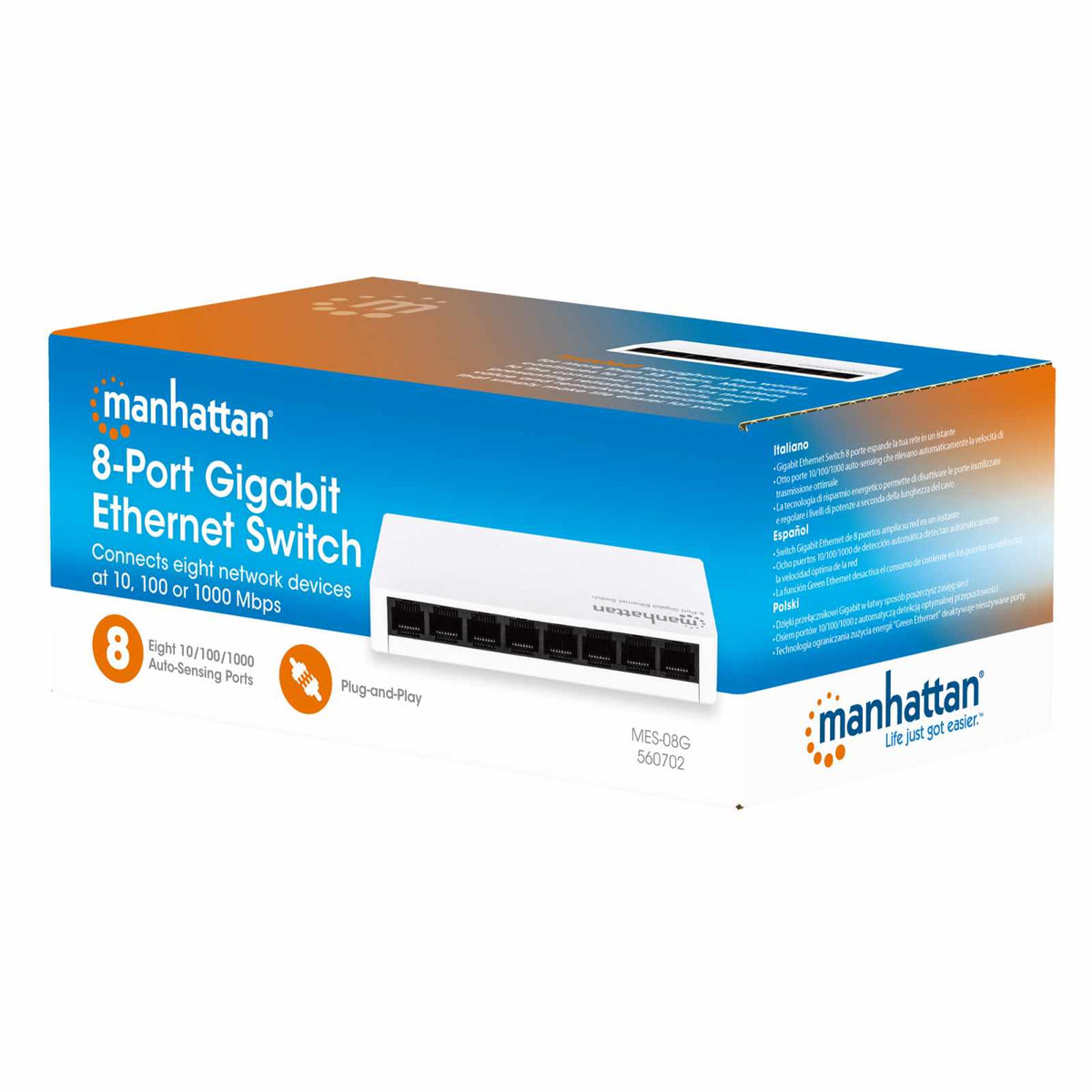 Switch de Escritorio Gigabit Ethernet de 8 puertos Packaging Image 2