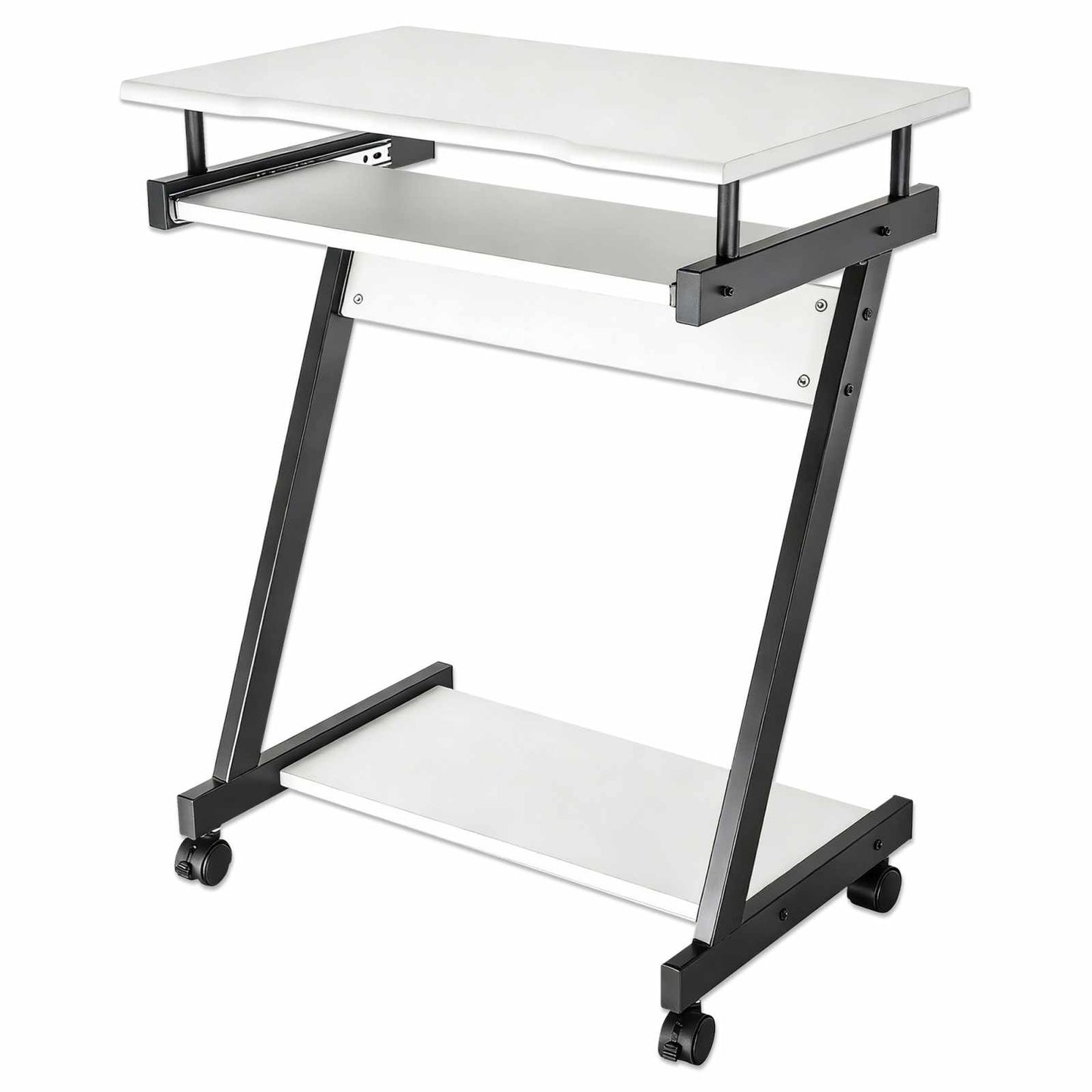 Escritorio compacto para computadora con bandeja deslizable para teclado, blanco Image 1