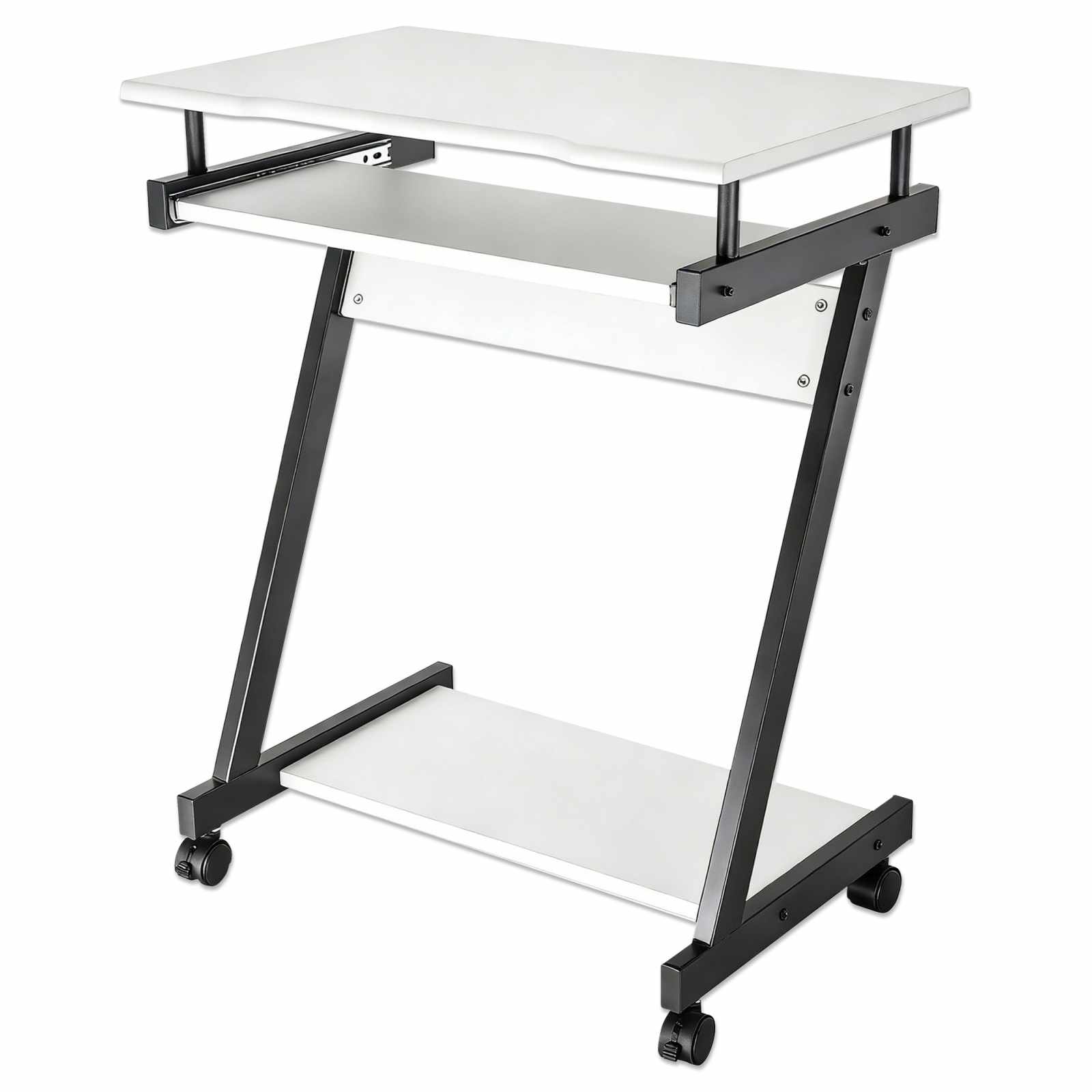 Escritorio compacto para computadora con bandeja deslizable para teclado, blanco Image 1