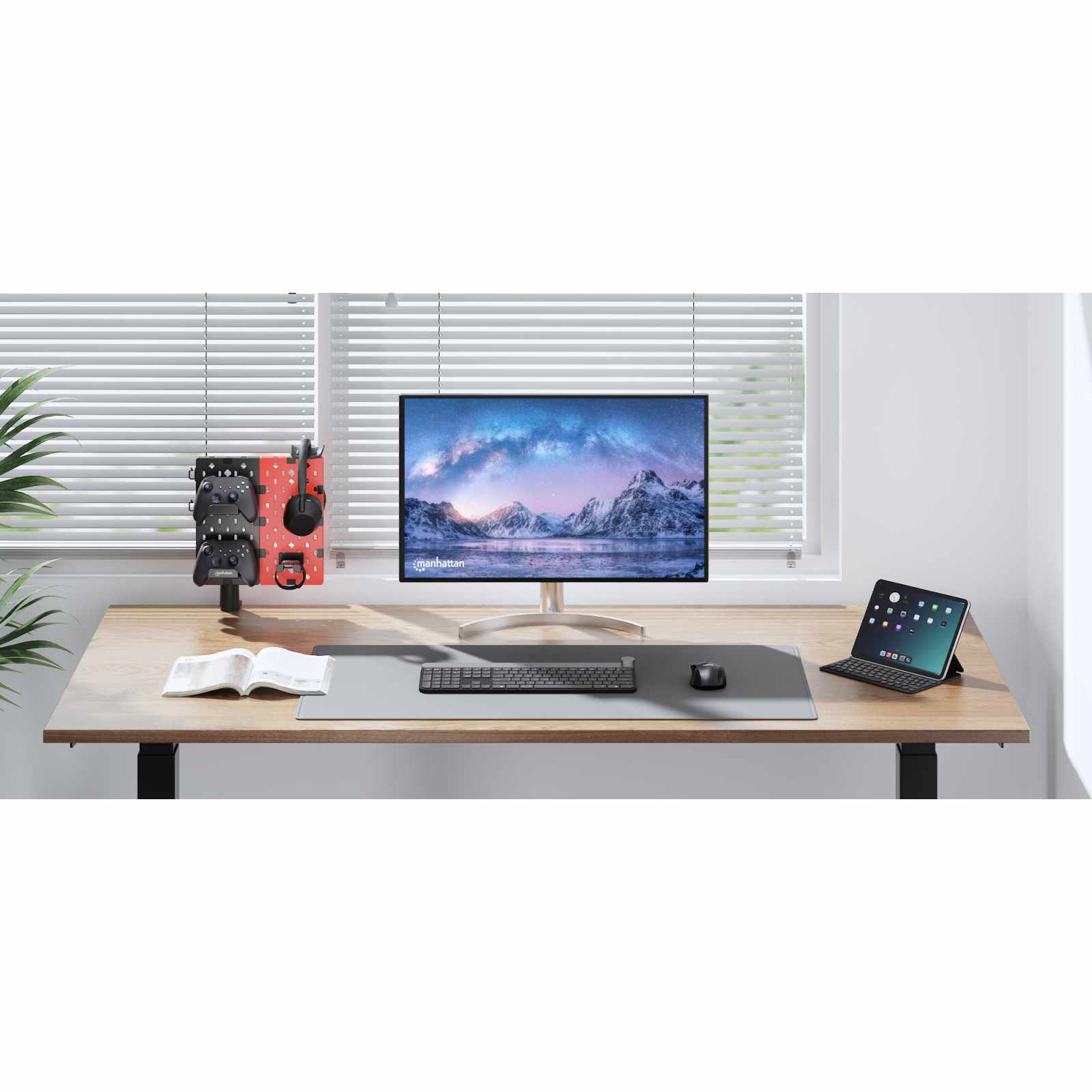 Soporte de escritorio con tablero organizador perforado y porta accesorios Image 12