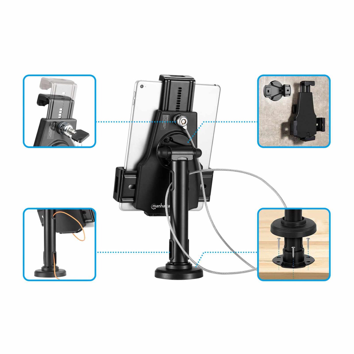Soporte antirrobo para Tableta o iPad con opción de montaje en escritorio o pared Image 13