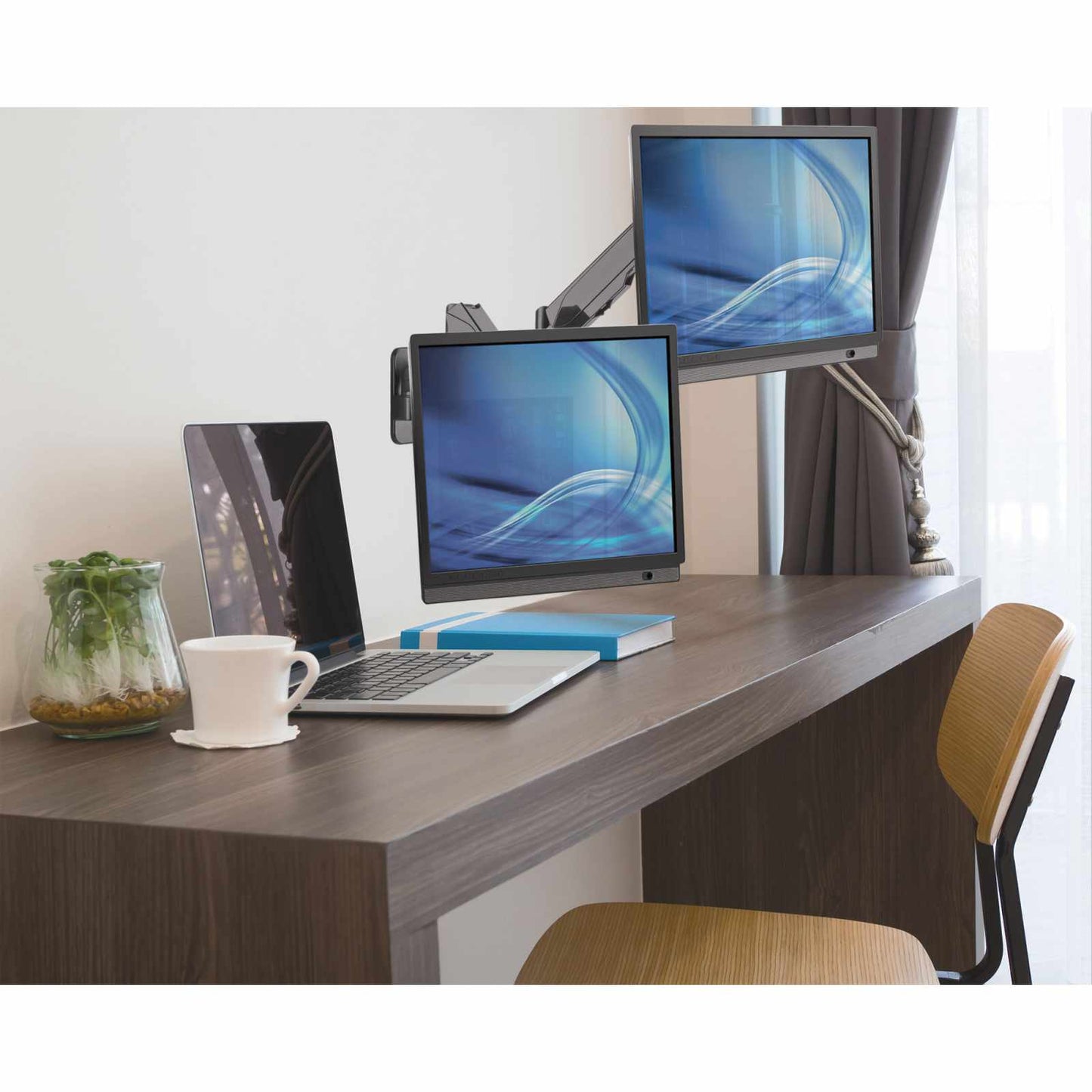 Soporte de pared universal para dos monitores con resorte de gas Image 7
