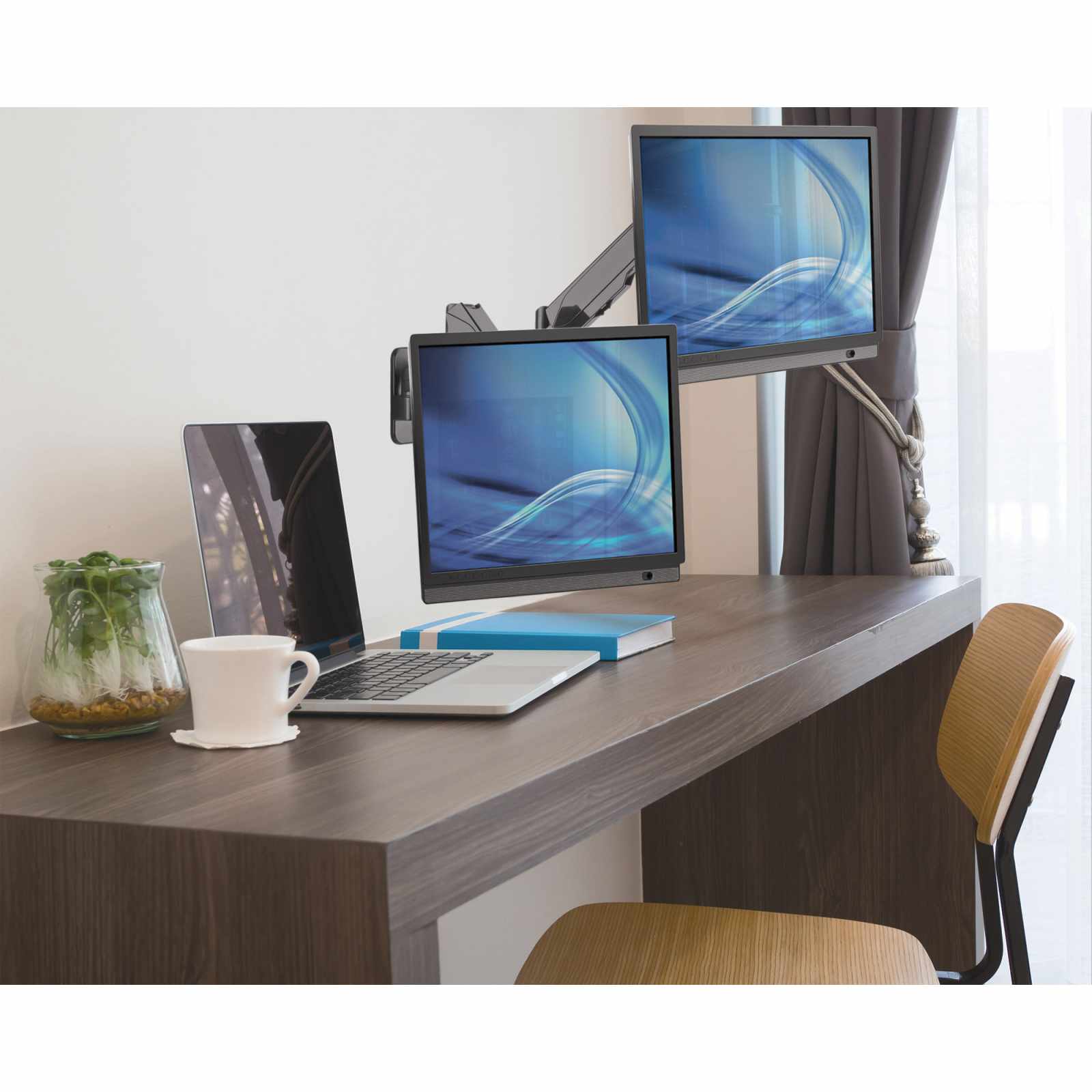 Soporte de pared universal para dos monitores con resorte de gas Image 7