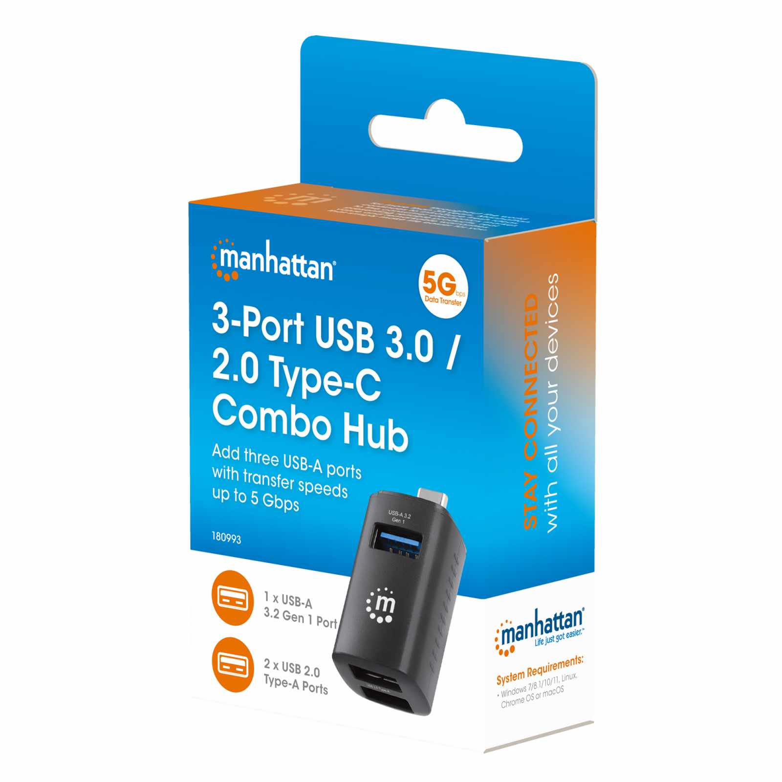 Hub USB-C con 3 puertos USB-A, 1 USB 3.0 y 2 USB 2.0 Packaging Image 2