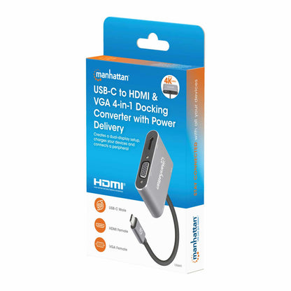 Docking Station de USB-C a HDMI y VGA, 4 en 1, con suministro de energía Packaging Image 2