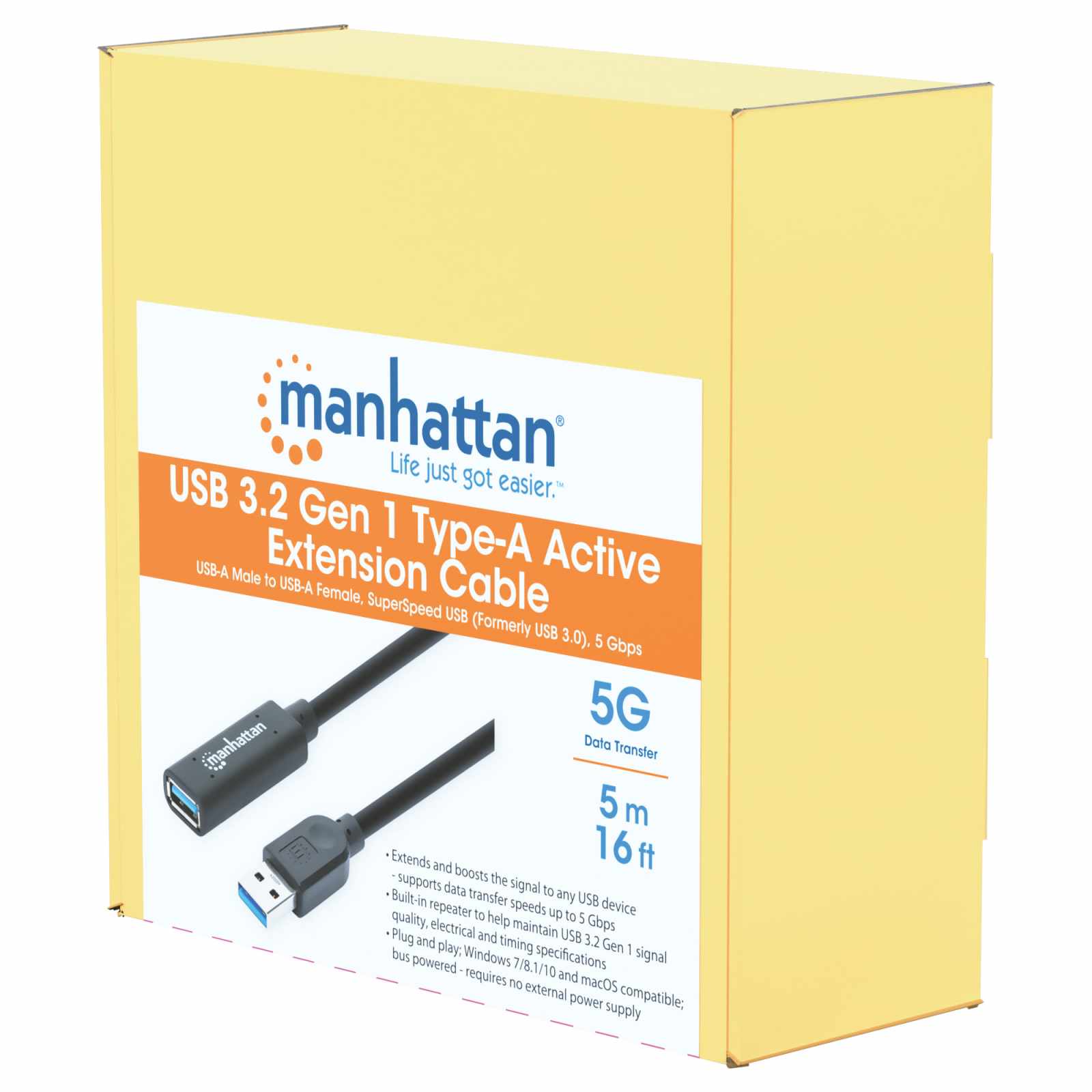 Cable de extensión activa USB 3.0 Gen 1 tipo A, 5Gbps 5m Packaging Image 2