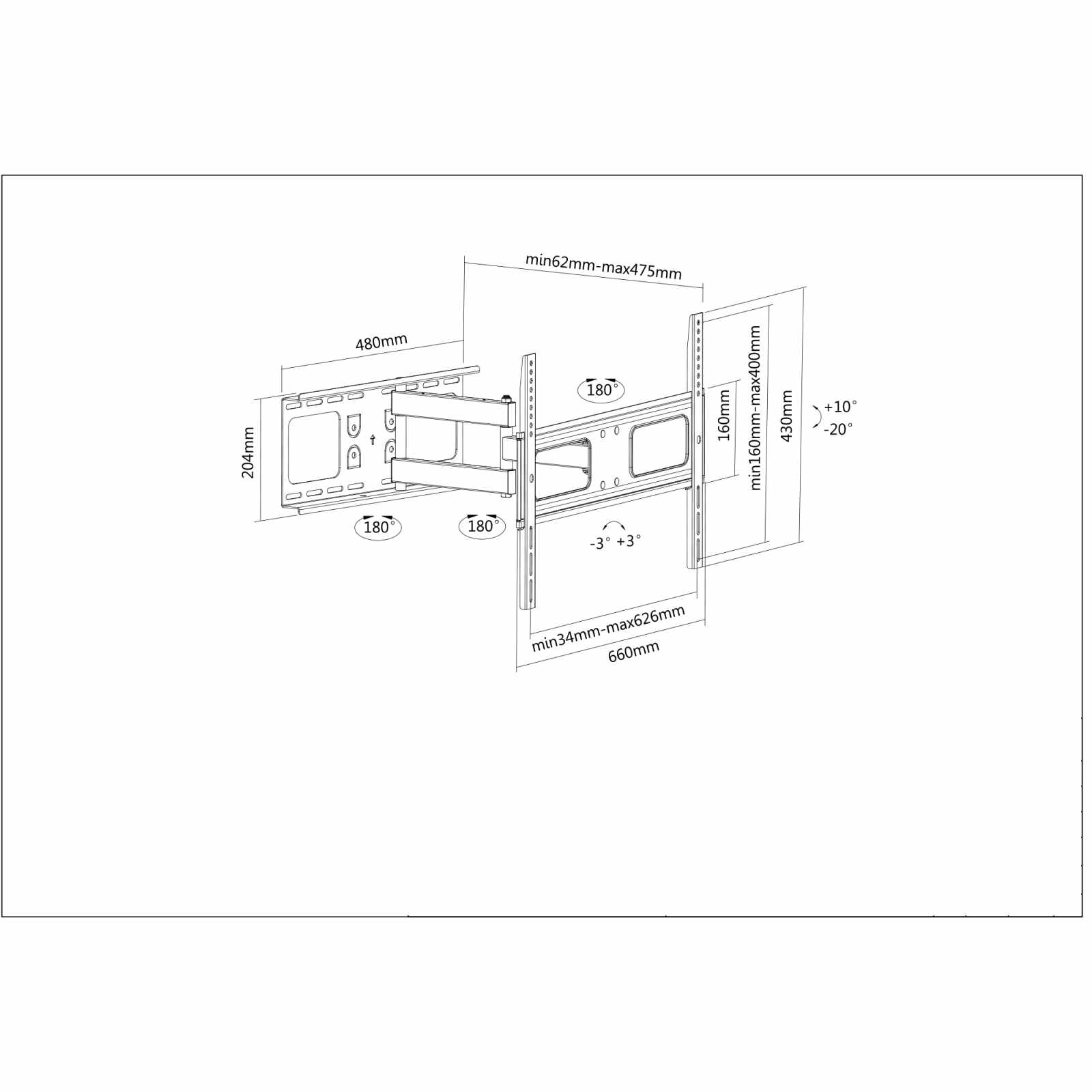 Soporte de Pared con Movimiento Completo para Pantallas de 37" a 70" Image 7