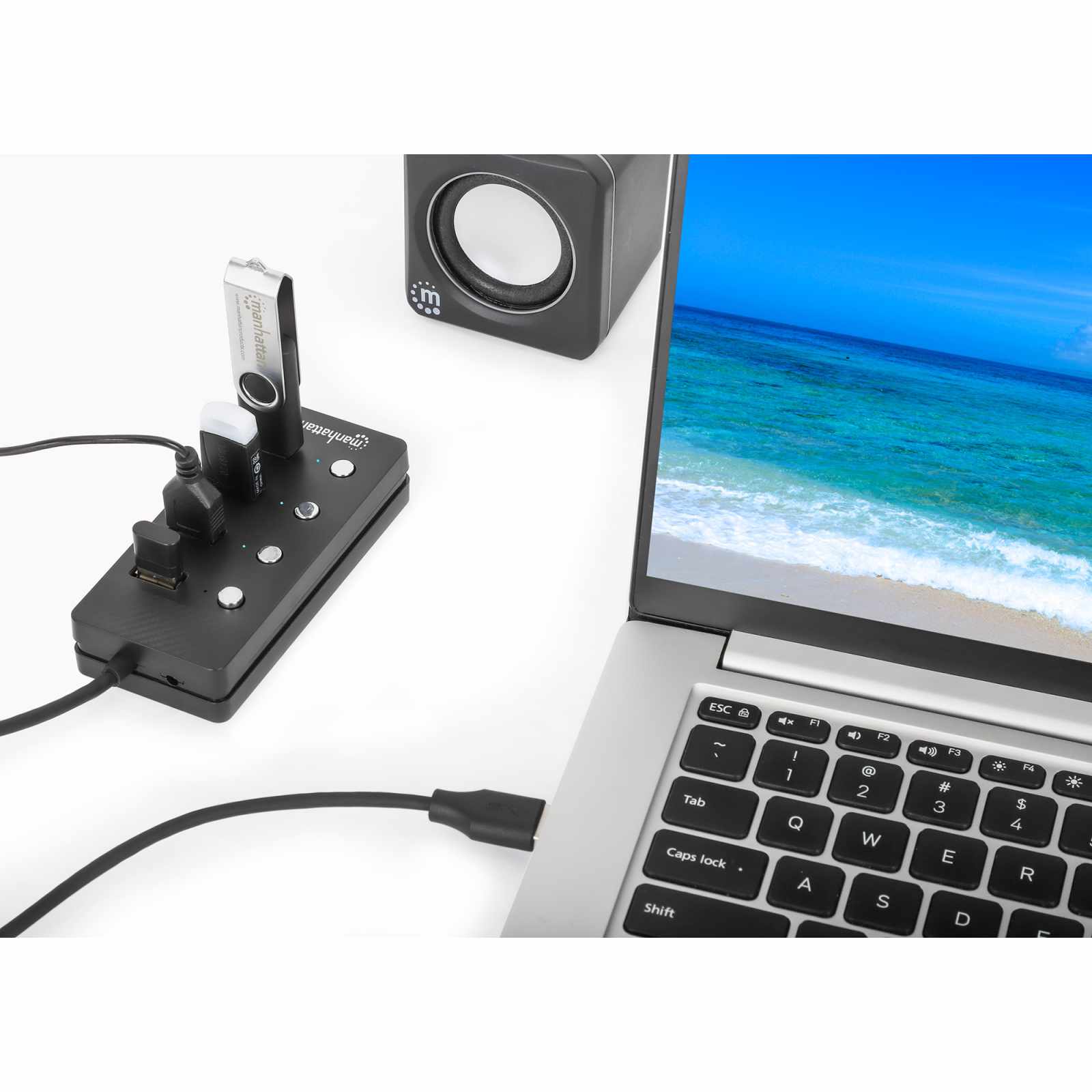 Hub USB 3.2 con 4 puertos Tipo-A e interruptor por puerto Image 6