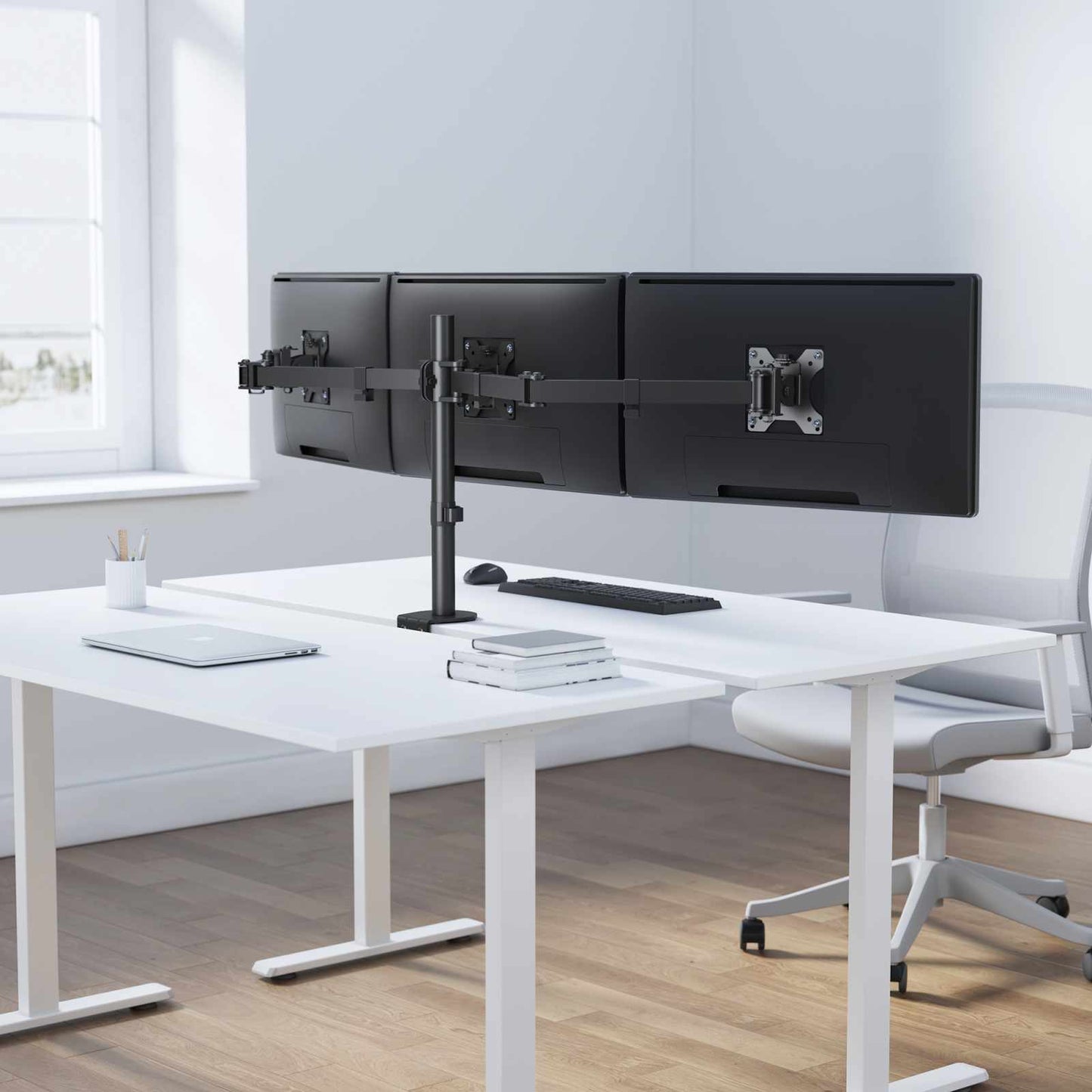 Soporte para monitor LCD con soporte central y brazos articulados de doble articulación Image 9