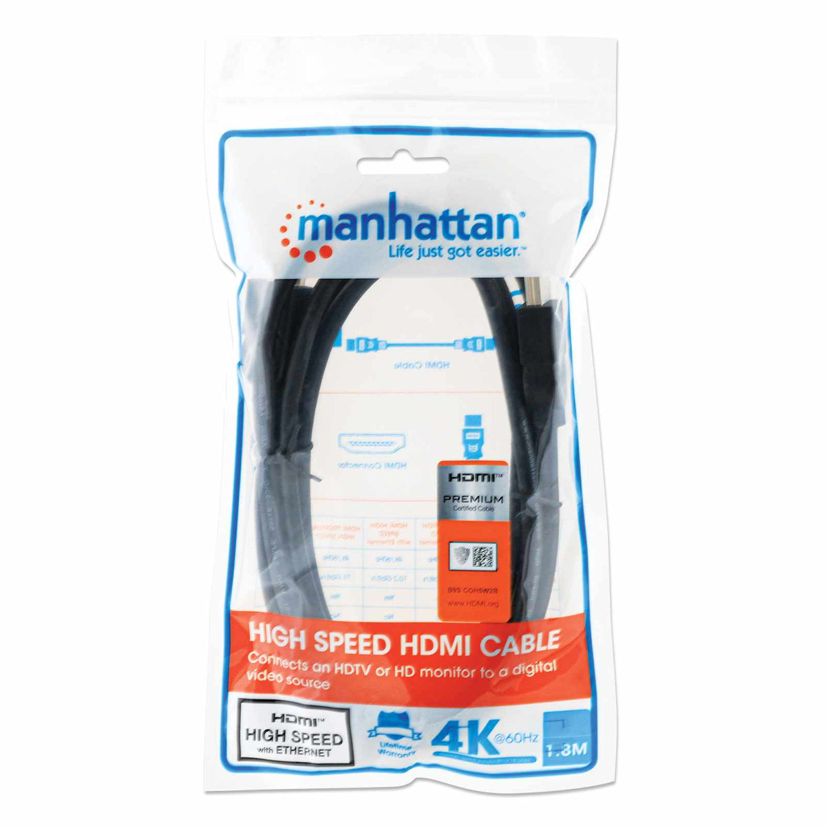Cable HDMI de Alta Velocidad con Canal Ethernet, Versión Premium Packaging Image 2