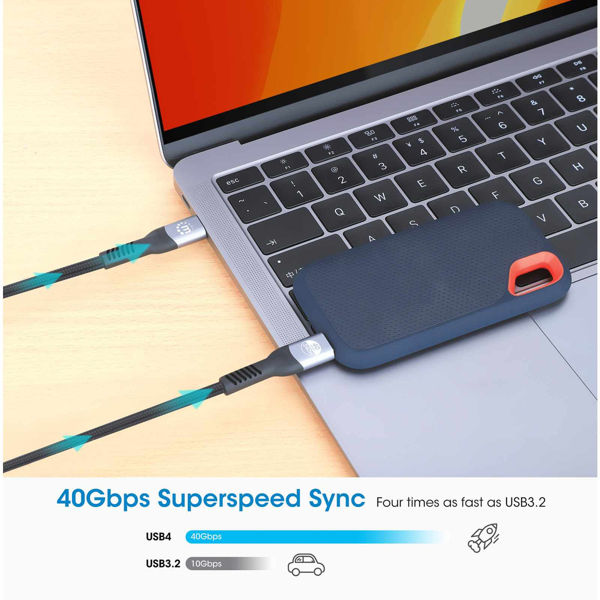 Cable USB-C de carga USB4Thunderbolt 4, 40 Gbps 8K Vídeo y 240 W / PD 3.1, 1m Image 8