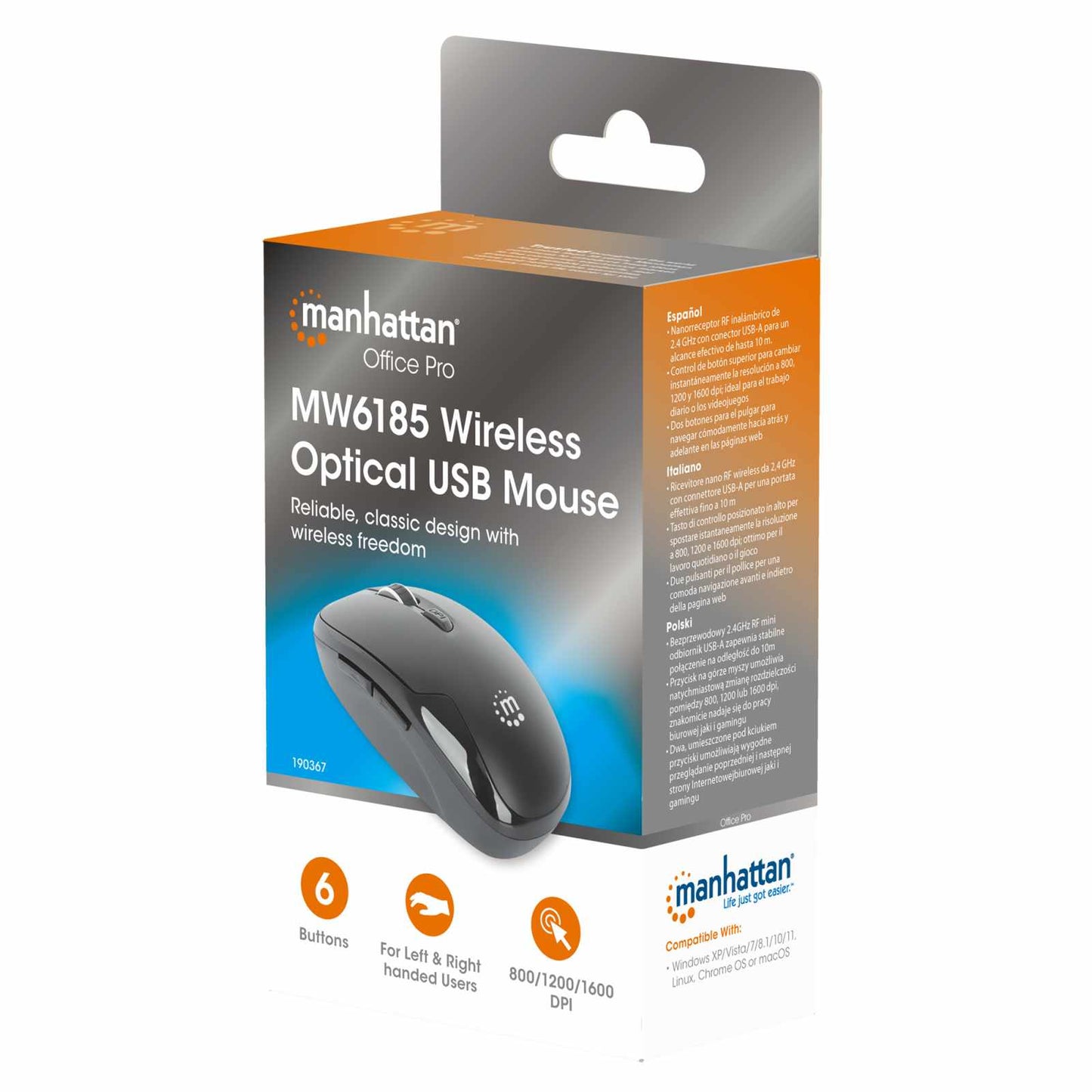 Mouse Premium óptico inalámbrico USB MW6185  Packaging Image 2