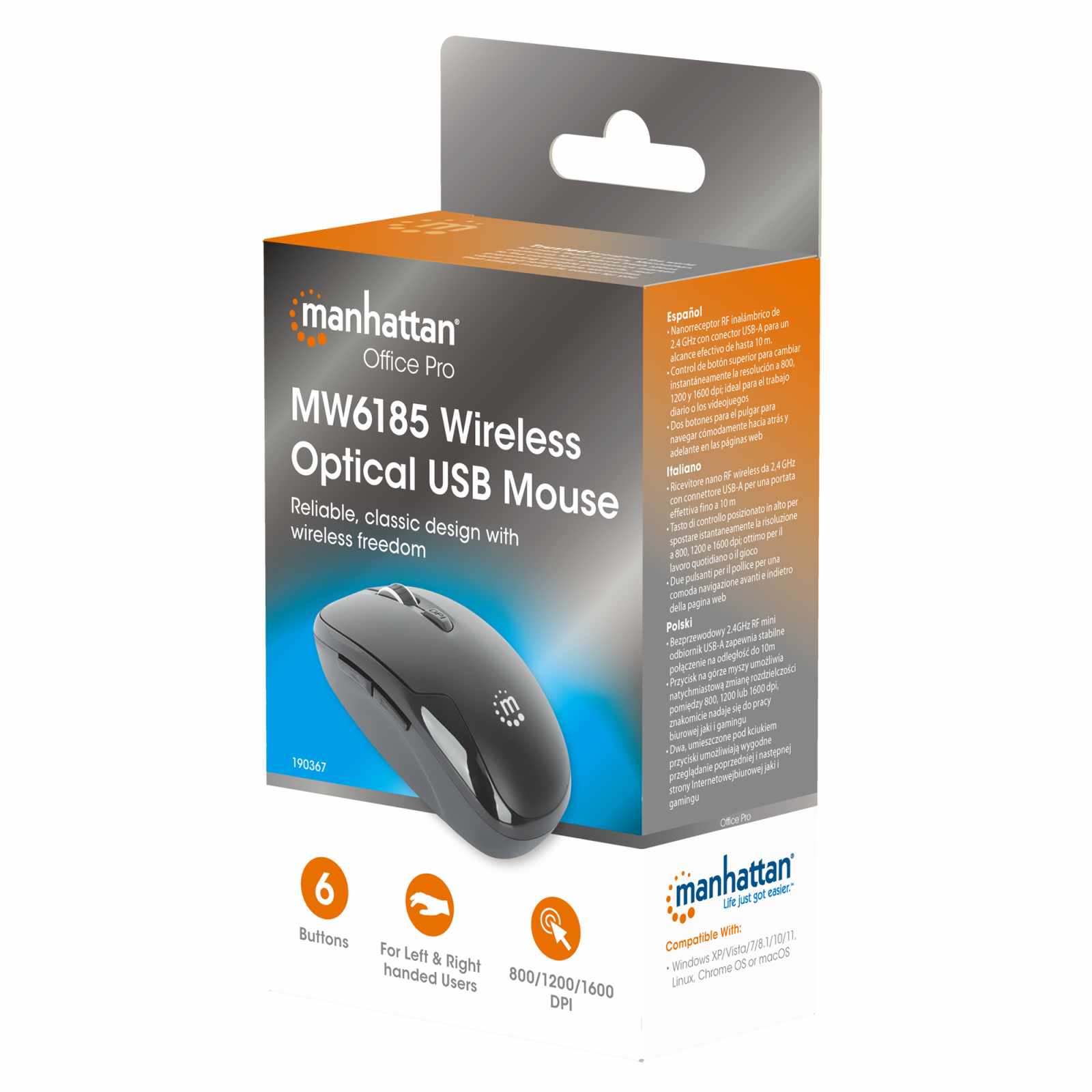 Mouse Premium óptico inalámbrico USB MW6185  Packaging Image 2