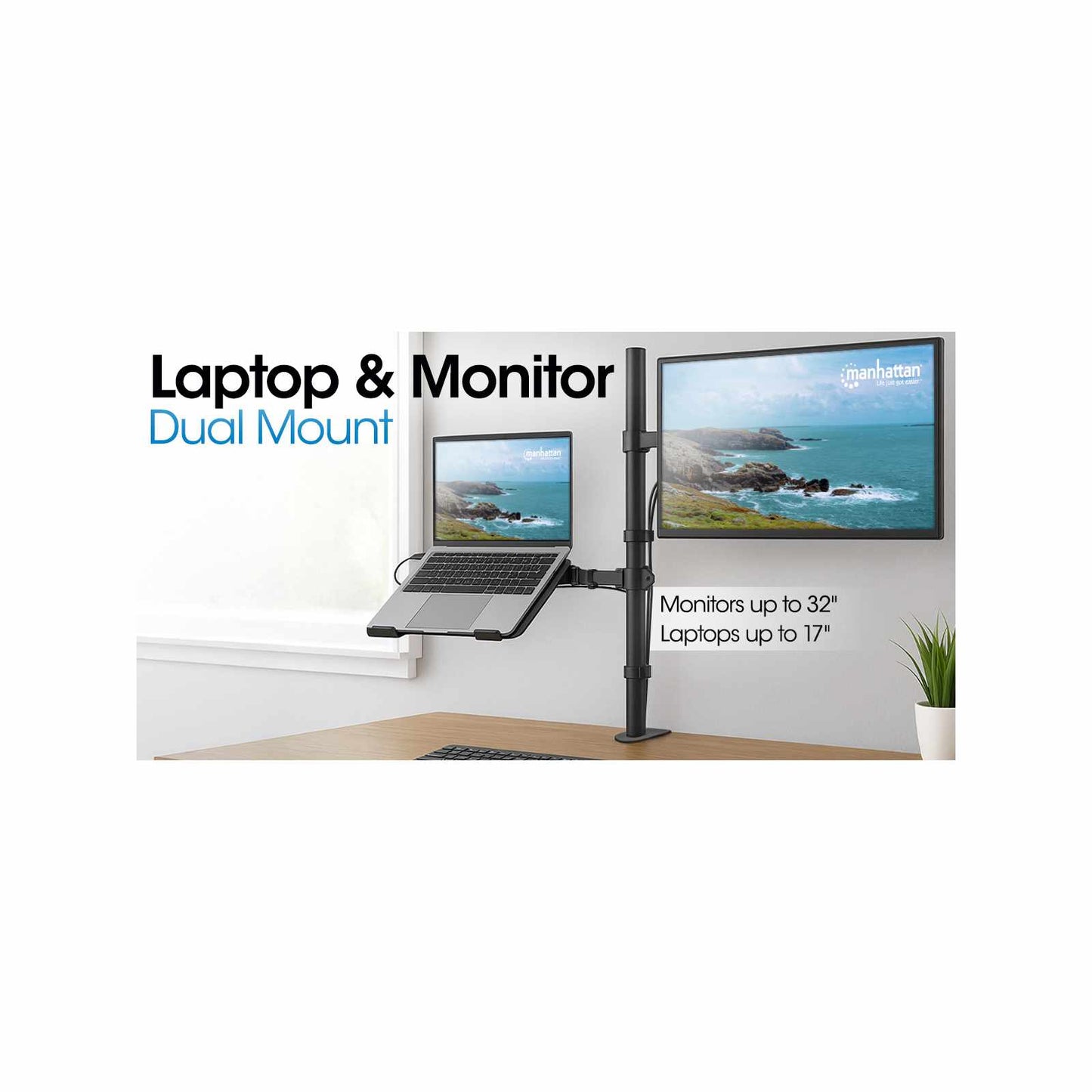 Soporte combinado de escritorio para laptop y monitor de 13" a 32" Image 13