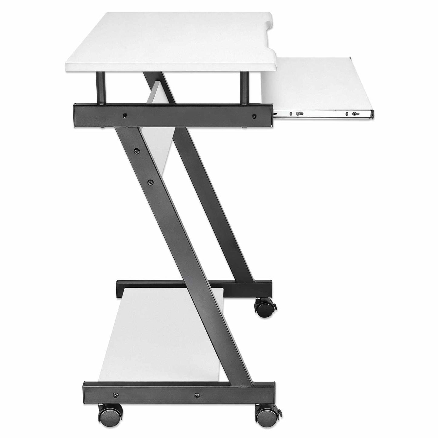 Escritorio compacto para computadora con bandeja deslizable para teclado, blanco Image 6