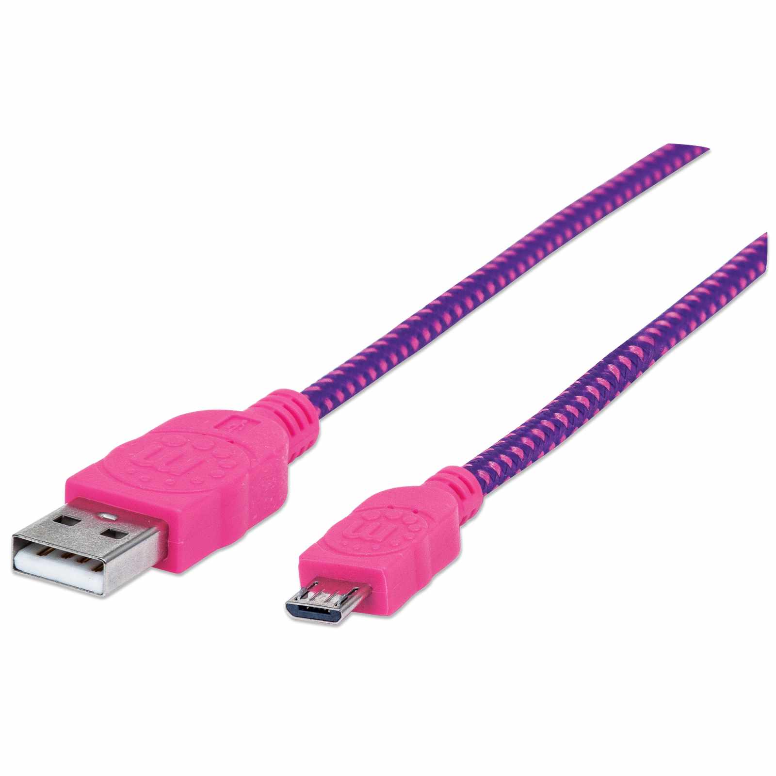 Cable Micro-B USB 2.0 Rosa/Morado, recubrimiento textil 1m  Image 1