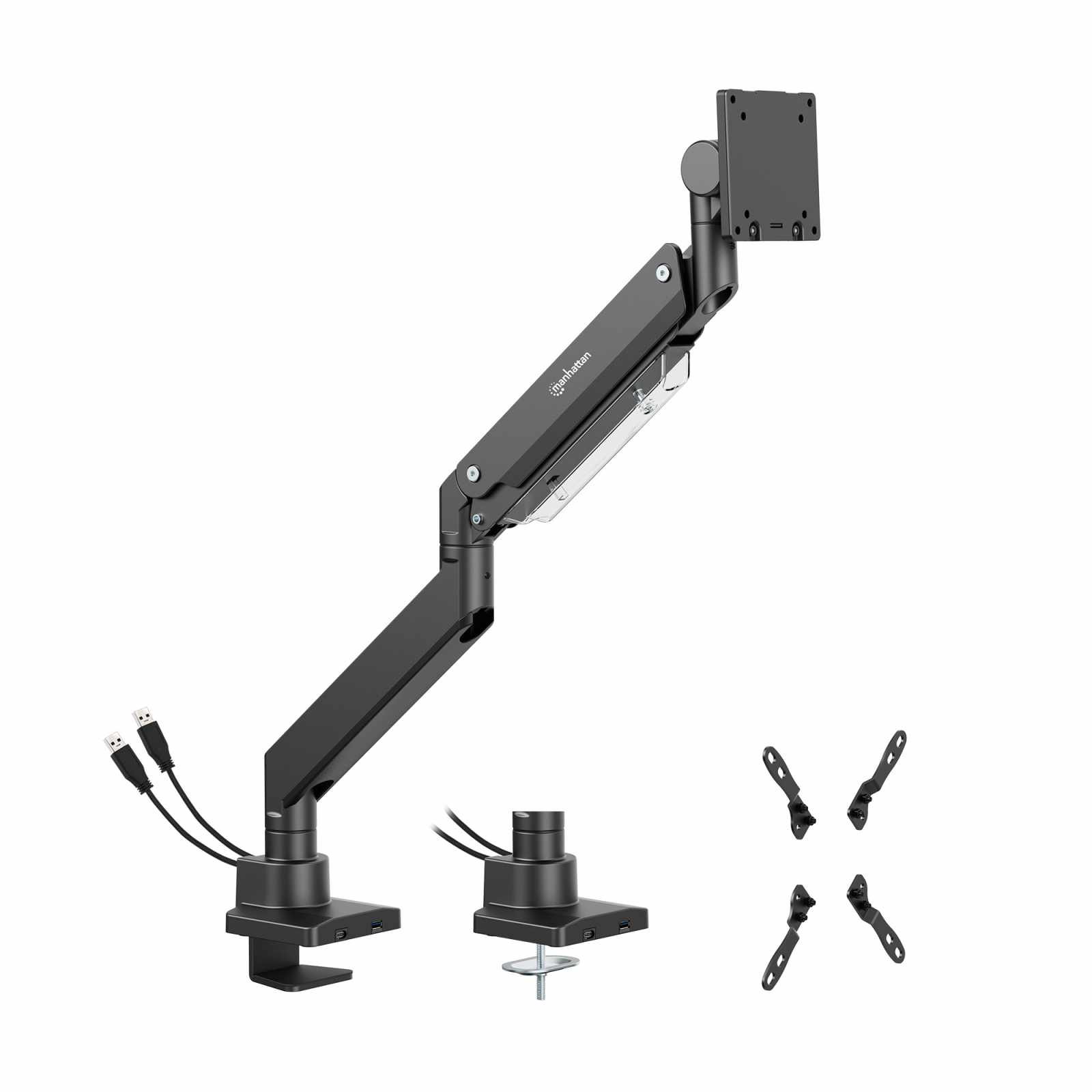 Soporte de aluminio con pistón de gas y puertos USB para un monitor de 17" a 57" Image 4