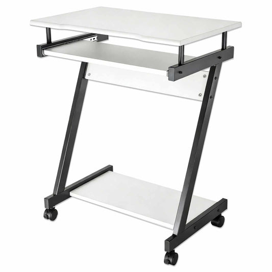 Escritorio compacto para computadora con bandeja deslizable para teclado, blanco Image 1