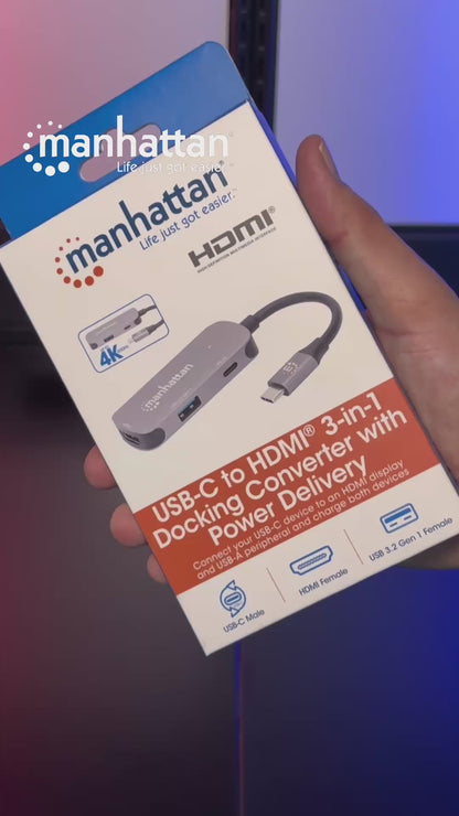 Docking Station USB-C a HDMI, 3 en 1 con suministro de energía