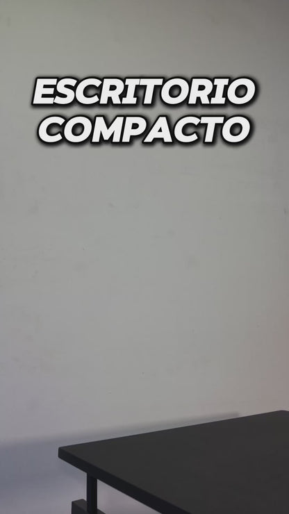 Escritorio compacto para computadora negro, con bandeja deslizable para teclado