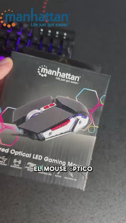 Mouse óptico Gaming LED con cable, iluminación RGB, 7 botones