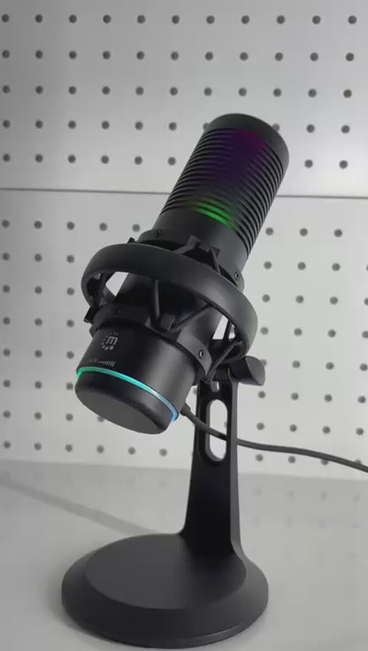 Micrófono de condensador USB con LED RGB y cancelación de ruido