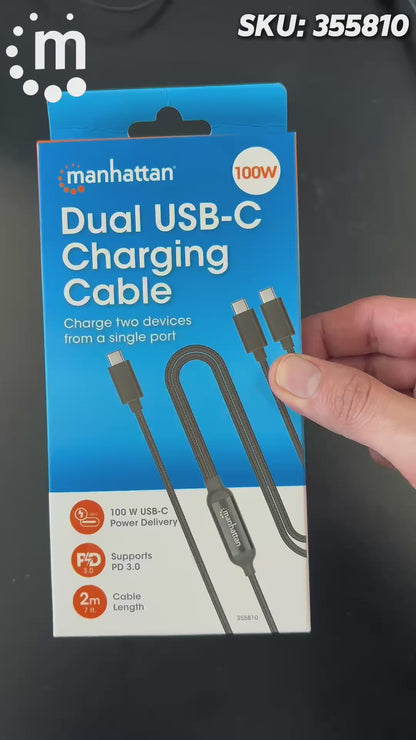 Cable de carga USB-C doble 100 W, 2 m (7 ft)