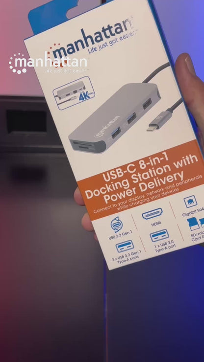 Docking Station para conexión USB-C 8 en 1 con entrega de energía