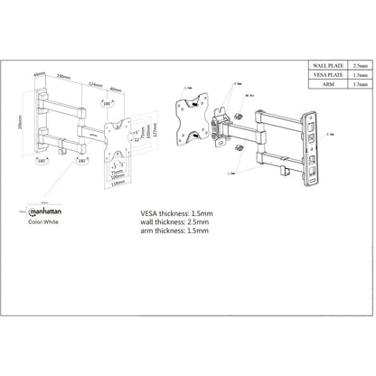 Soporte para monitor, de pared, movimiento articulado, pantalla plana de 13" a 27" máximo 20 kg Image 7