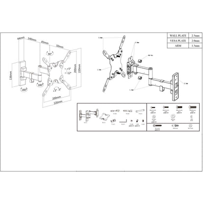 Soporte de pared para pantalla plana articulado universal Image 6