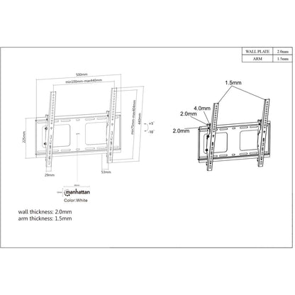 Soporte para TV, de pared, con inclinación, pantallas planas de 32" a 55" de máximo 80 kg  Image 7