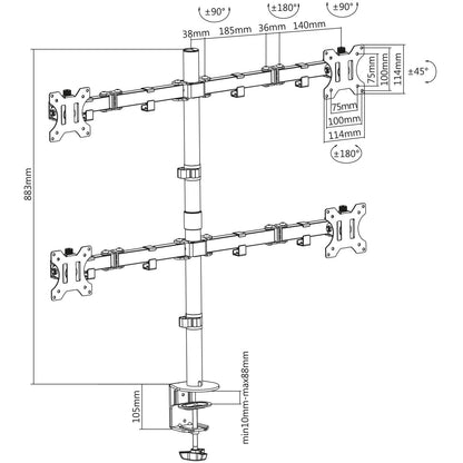 Soporte para cuatro monitores, movimiento con brazos de doble articulación Image 6