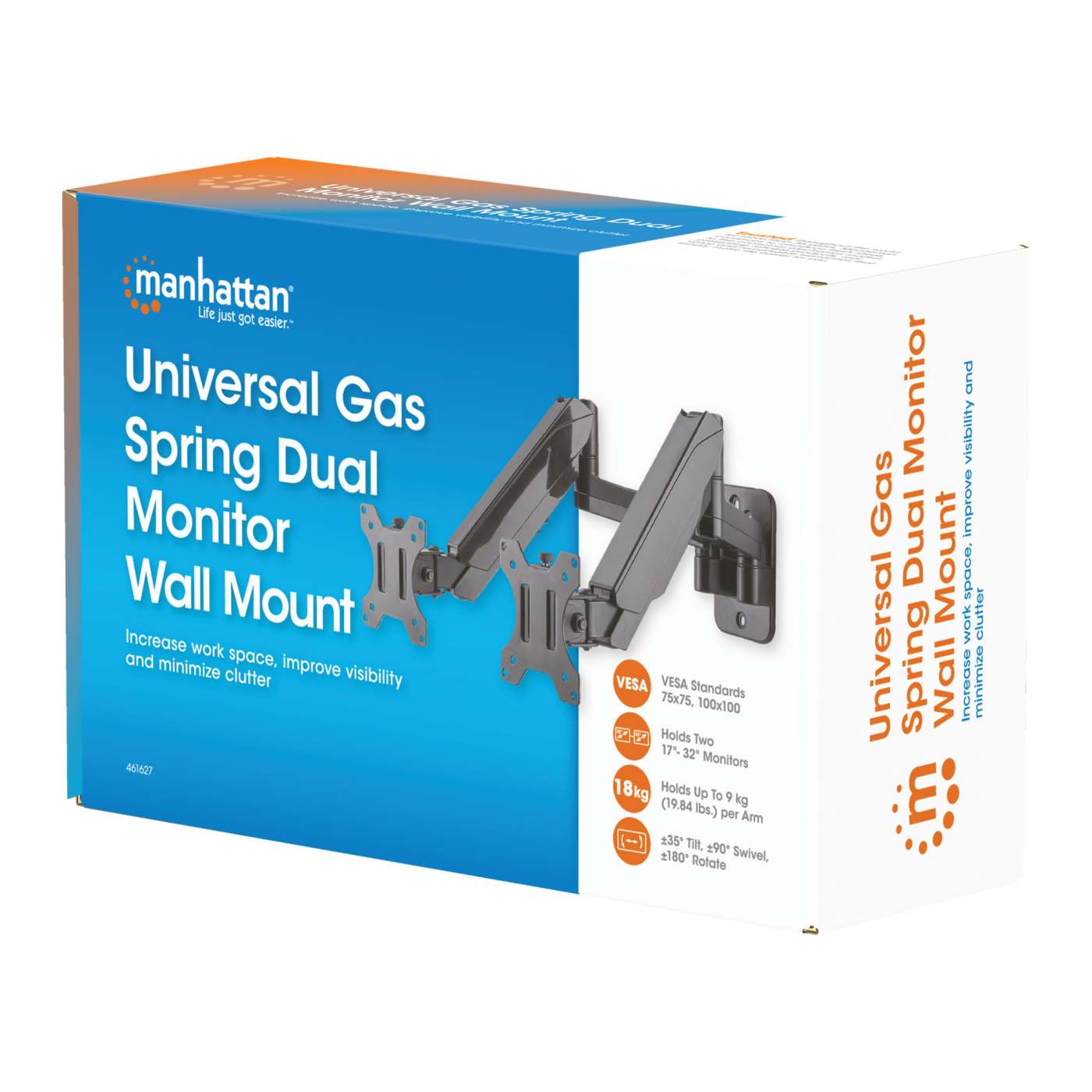 Soporte universal de pared para dos monitores, con pistones a gas Packaging Image 2