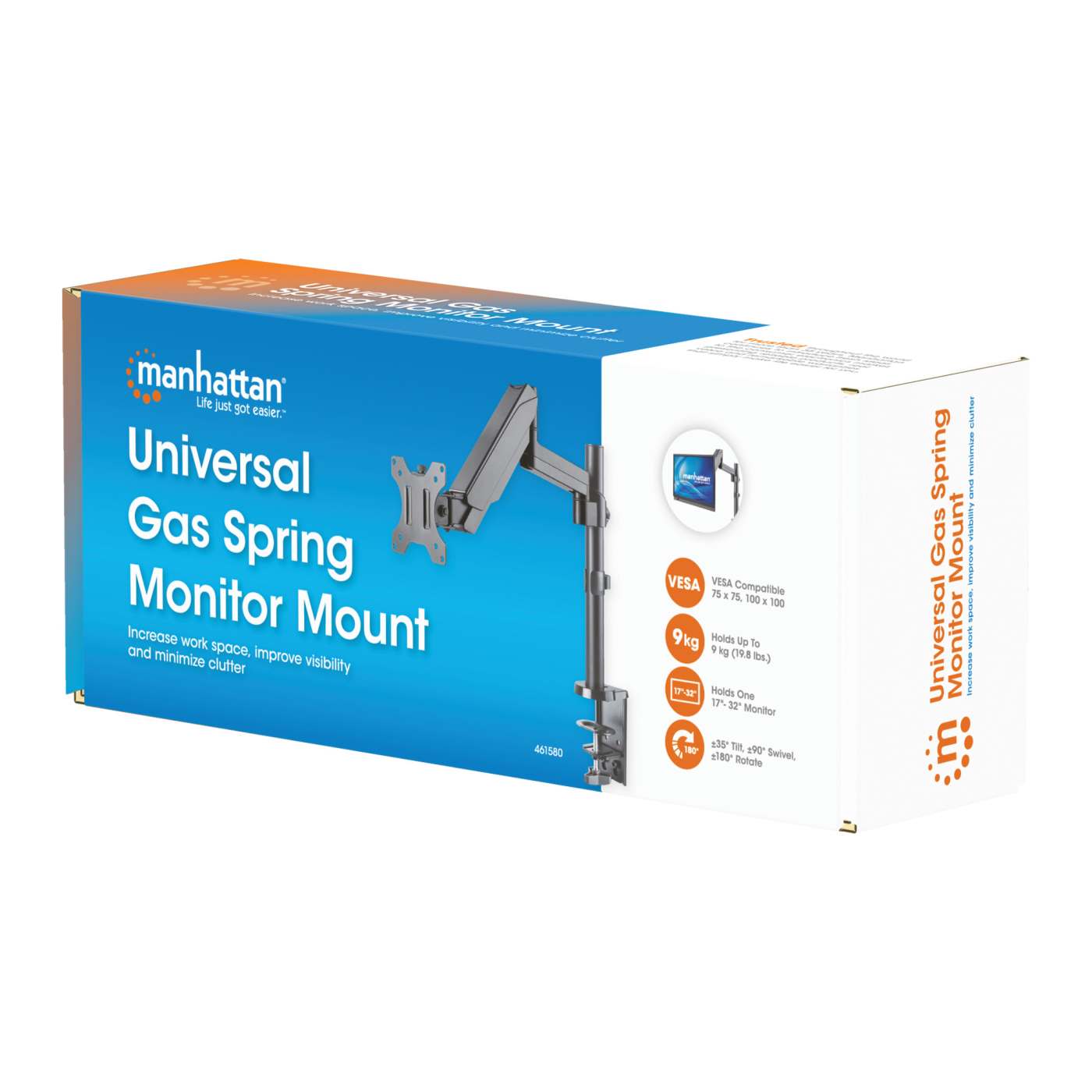 Soporte para monitor con resorte a gas universal y brazo ajustable en altura. Packaging Image 2