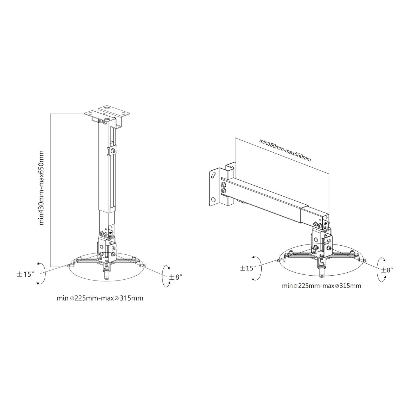 Soporte para Proyector, montaje en techo o en pared, movimiento articulado, hasta 20 kg Image 6