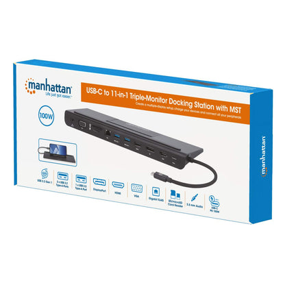 Docking station de USB-C a 11 puertos, para tres monitores, con MST Packaging Image 2