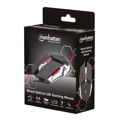 Mouse óptico Gaming LED con cable, iluminación RGB, 7 botones Packaging Image 2