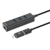 Hub USB 3.0, con combinación de conectores USB Tipo-C y Tipo-A, de 3 puertos y adaptador de red Gigabit Ethernet Image 6