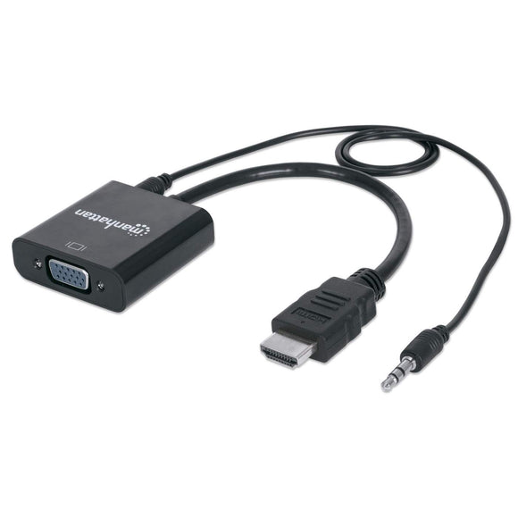 Cable adaptador HDMI a VGA + audio negro / a-HDMI-VGA-03