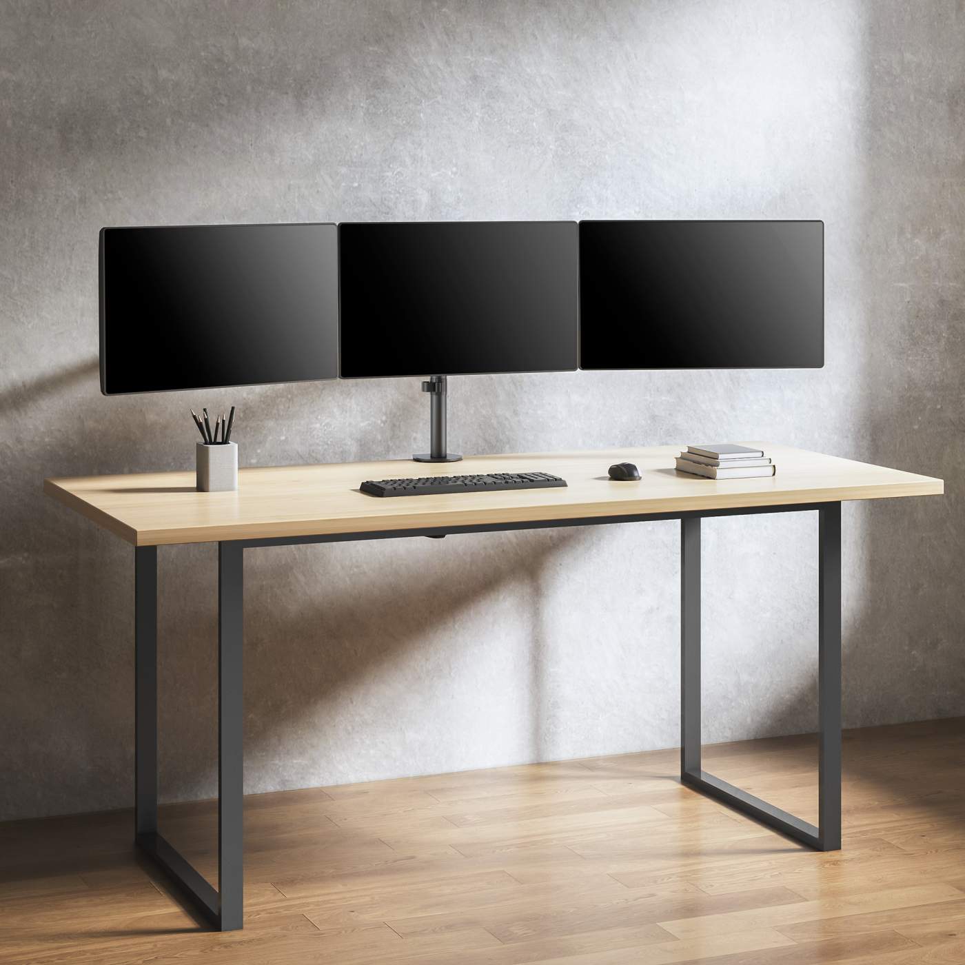 Soporte para 3 monitores-2-pantallas sobre mesa escritorio