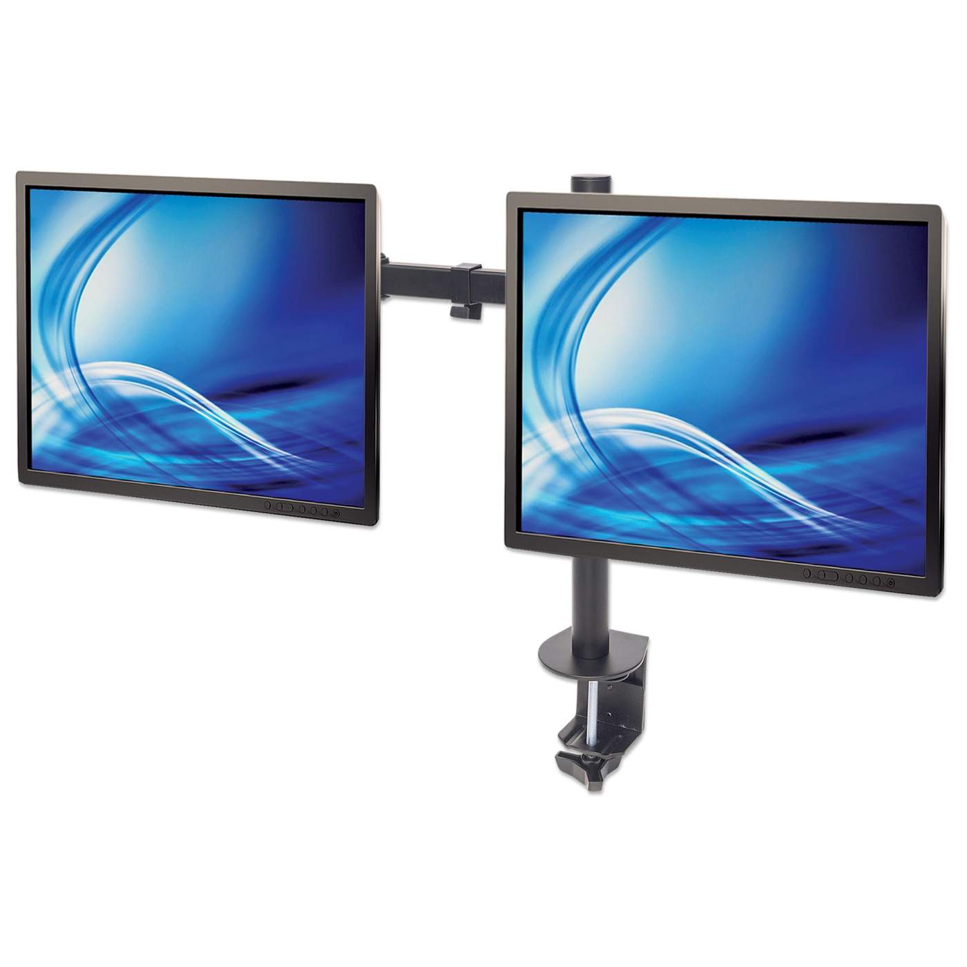 IGCM1 - Soporte de monitor doble para pantallas de 17 a 32 pulgadas, brazo  de monitor totalmente ajustable resistente con hardware de abrazadera en C